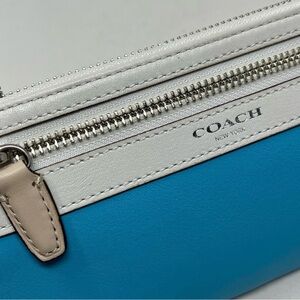Coach Blue and White Wristlet